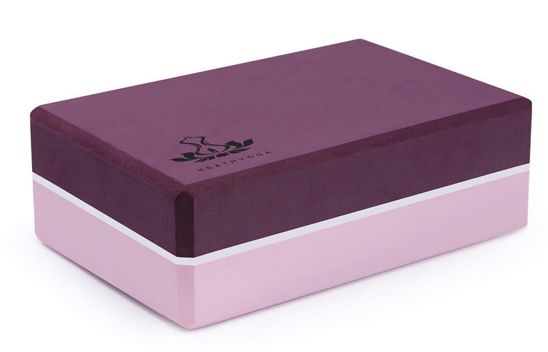 Heathyoga Yoga Blocks 2 Pack with Strap, High Density EVA Foam Yoga Block and Yoga Strap Set to Support and Improve Poses and Flexibility (Purple) - Image 3